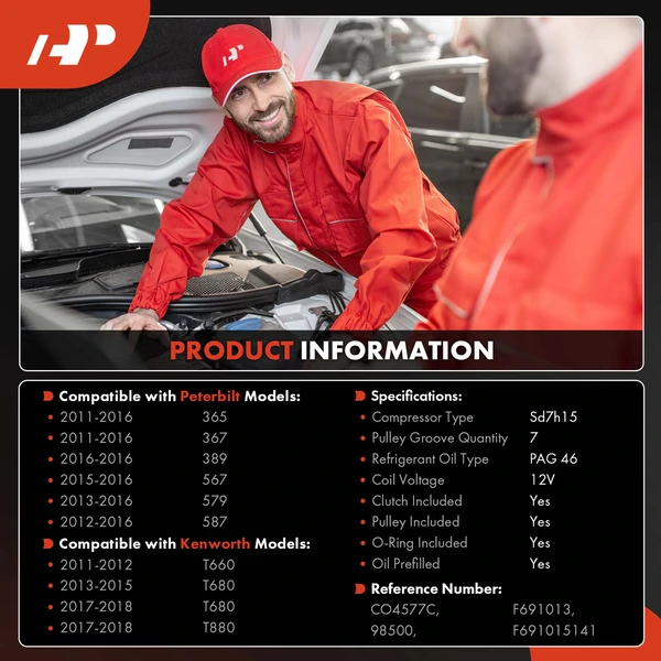 AC Compressor with Clutch with 7-Groove Pulley A-Premium APACC739