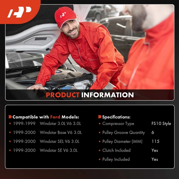 AC Compressor with Clutch with 6-Groove Pulley A-Premium APACC708