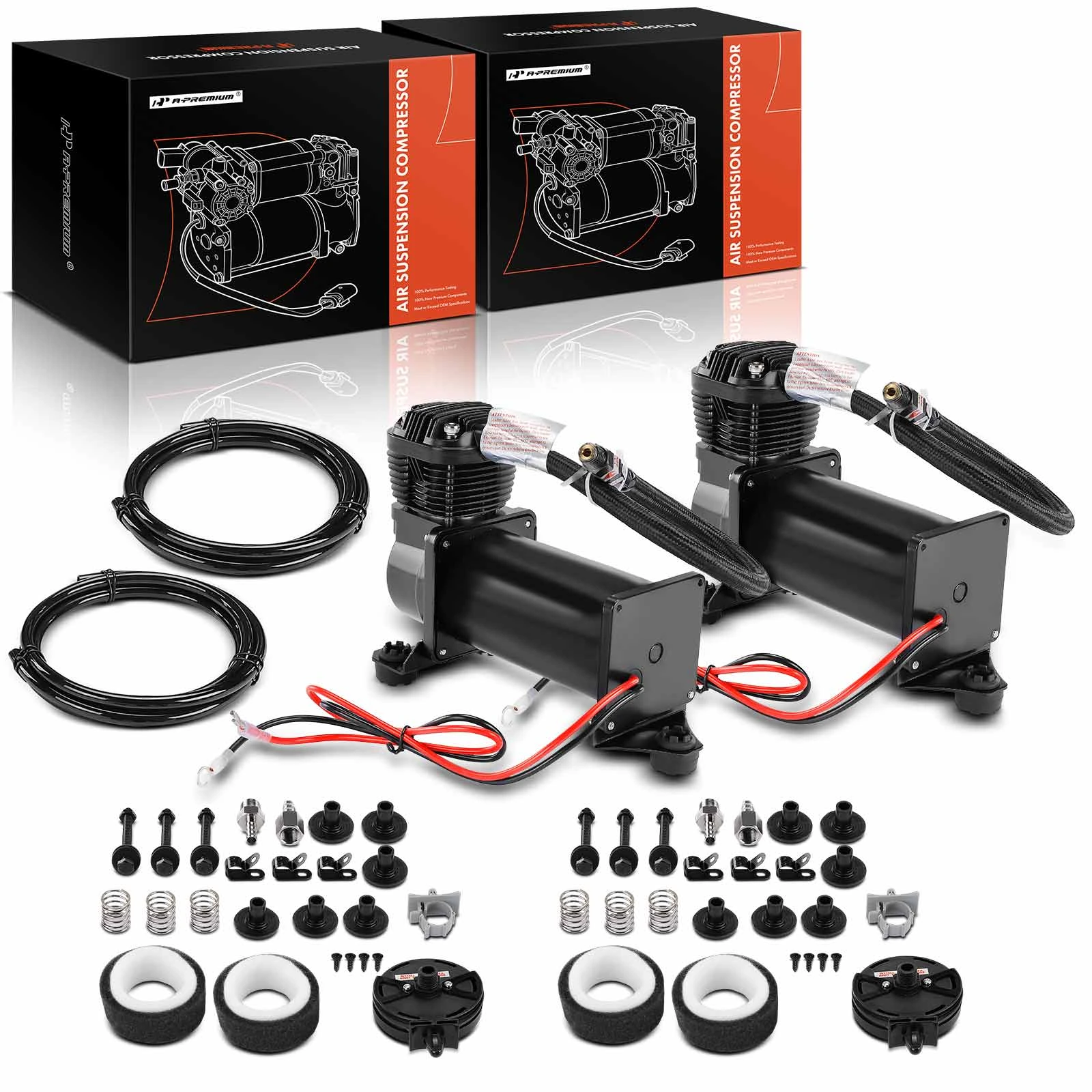 The A-premium Two Sets 200 PSI 0.375 Inch NPT Air Suspension Compressor Kit for Train Horns 12V Image 
