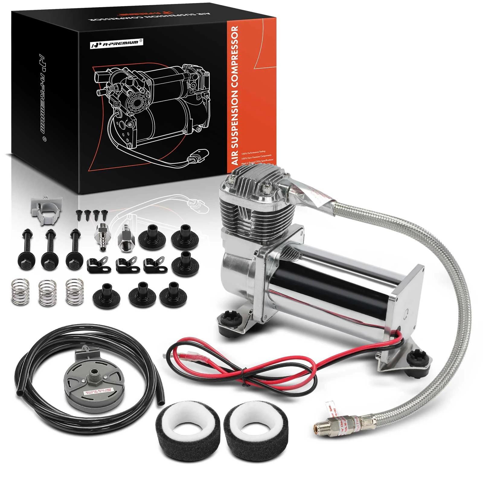 The A-premium 200 PSI 0.375 Inch NPT Air Suspension Compressor Kit for Train Horns 12 Volt Image 