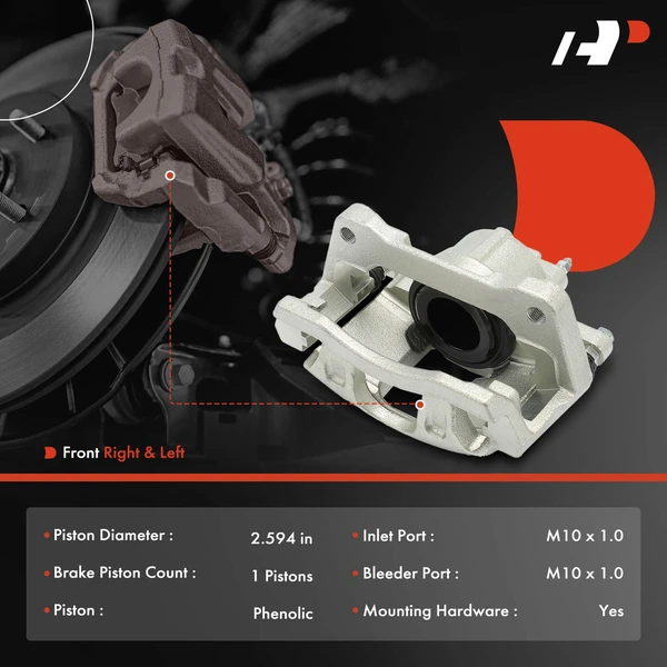 2-PC Brake Caliper, Front Driver & Passenger, 1-Piston, A-Premium APBC4204
