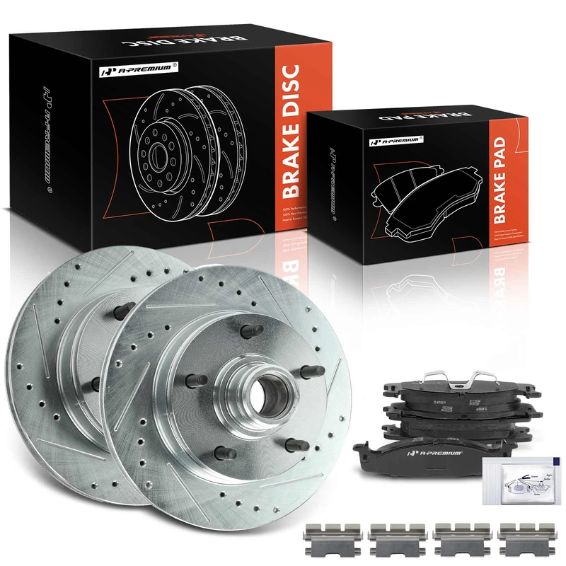 Brake Pad and Rotor Kit, 6 Pcs, Front Driver & Passenger, A-Premium, APBRPS1421