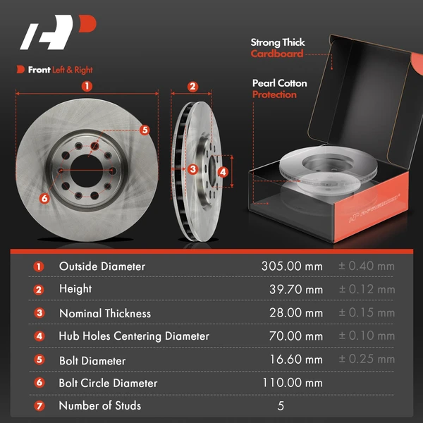 Disc Brake Rotors and Ceramic Pads Kit, 6 Pcs, Front Driver & Passenger, A-Premium, APBRPR1496