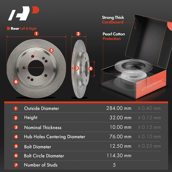 Disc Brake Rotors and Ceramic Pads Kit, 6 Pcs, Rear Driver & Passenger, A-Premium, APBRPR1418