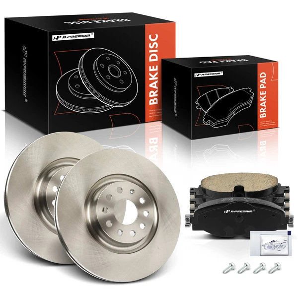 2015-2021 Volkswagen Golf Disc Brake Rotors and Ceramic Pads Kit, 6 Pcs, Front Driver & Passenger, A-Premium, APBRPR1600
