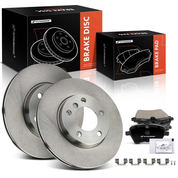 2013-2016 Mini Cooper Paceman Disc Brake Rotors and Ceramic Pads Kit, 6 Pcs, Front Driver & Passenger, A-Premium, APBRPR1586