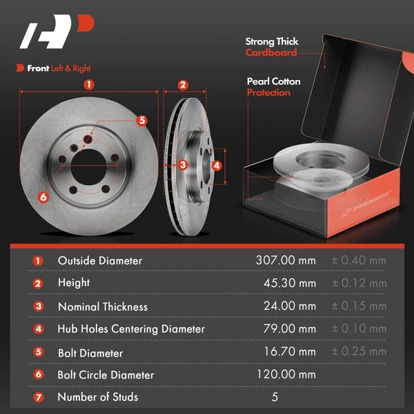 Disc Brake Rotors and Ceramic Pads Kit, 6 Pcs, Front Driver & Passenger, A-Premium, APBRPR1593