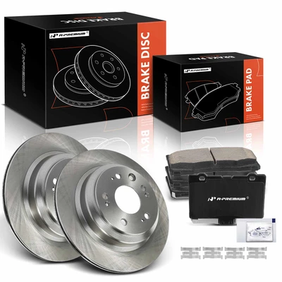 2005-2012 Acura RL Brake Rotor and Pad Kit, 6 Pcs, Rear Driver & Passenger, A-Premium, APBRPR893