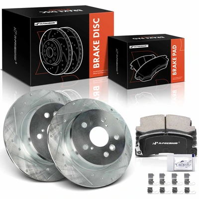 6 Pcs Rear Drilled Brake Rotors & Ceramic Brake Pads