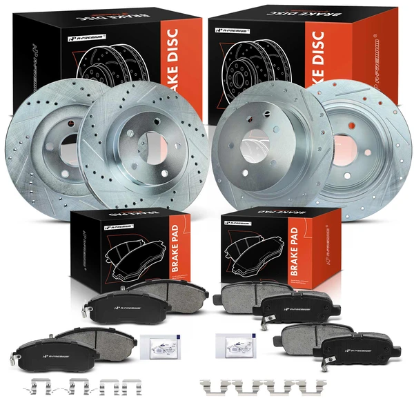 2002-2006 Nissan Altima Brake Pad and Rotor Kit, 12 Pcs, Front & Rear, A-Premium, APBRPS692
