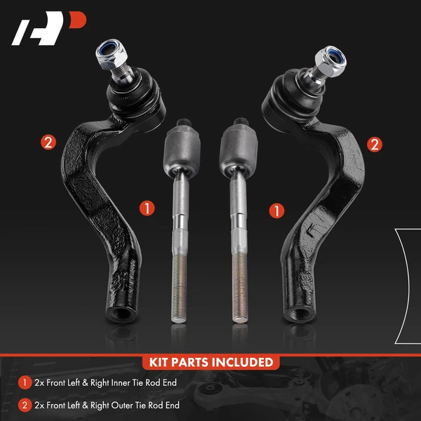 4 Pcs Front Inner & Outer Tie Rod Ends Kit for Mercedes-Benz E320 1998-2003 E430