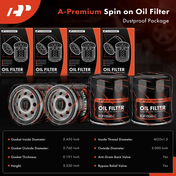 4 Pcs Engine Oil Filter for Buick Dodge Cadillac Chrysler Jeep