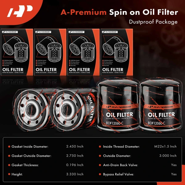 4 Pcs Engine Oil Filter for Ford Escape Chevrolet GMC Cadillac