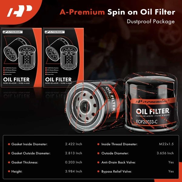 2 Pcs Engine Oil Filter for Ram 1500 Dodge Jeep Grand Cherokee Chrysler