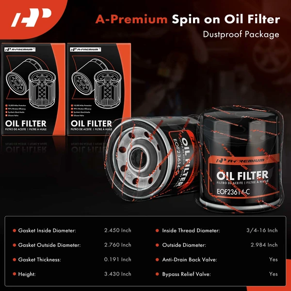 2 Pcs Engine Oil Filter for Ford Explorer Edge Toyota 4Runner