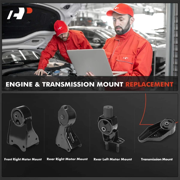 4-Pc Motor Mount + Transmission Mount, Front Right & Rear, A-Premium APEM1105