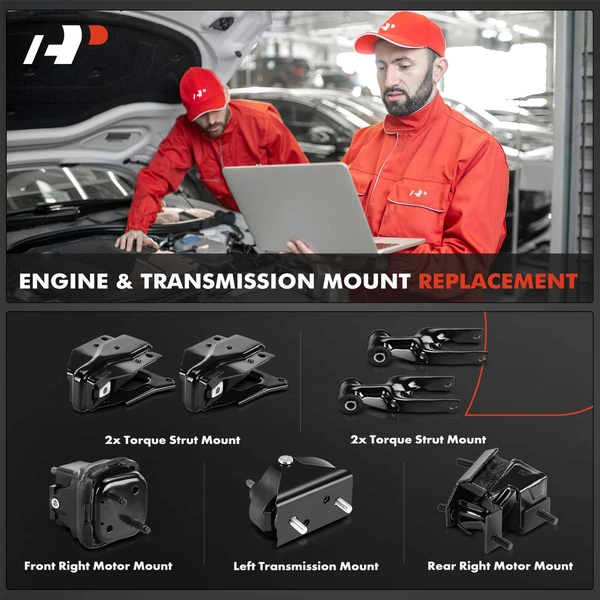7-Pc Motor Mount + Transmission Mount + Torque Strut Mount, Left & Right, A-Premium APEM1162