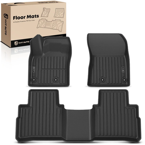 3 Pcs Front & Rear Black TPE textured Floor Mats Liners for 2021-2024 Nissan Rogue