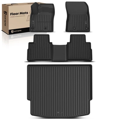 4 Pcs Front & Rear Black TPE textured Floor Mats Trunk Cargo Liners