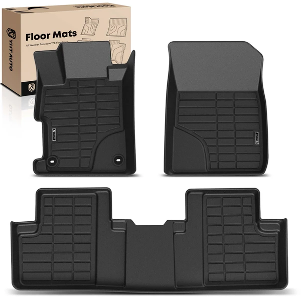 3 Pcs Front & Rear Black TPE textured Floor Mats Liners for Honda Civic 12-15 Sedan