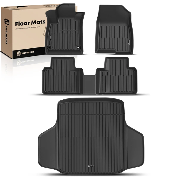 4 Pcs Front & Rear Black TPE textured Floor Mats Trunk Cargo Liners for 2023-2024 Honda Accord