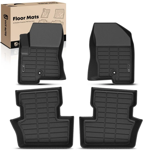 4 Pcs Front & Rear Black TPE textured Floor Mats Liners for 2007-2017 Jeep Compass