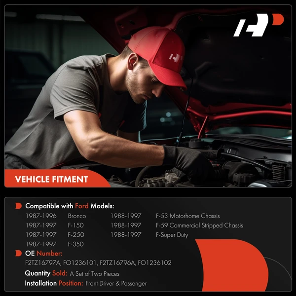 2 Pcs Front Driver & Passenger Hood Hinge for Ford F-150 F-250 F-350 1987-1997