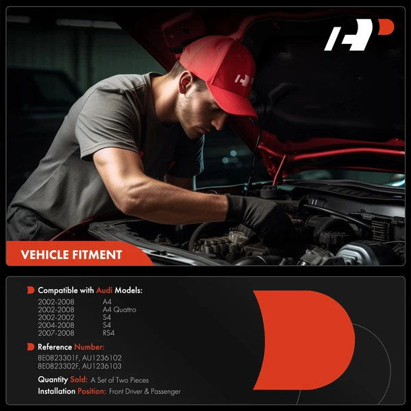 2 Pcs Front Driver & Passenger Hood Hinge for Audi A4 Quattro S4 2002-08 RS4 B6