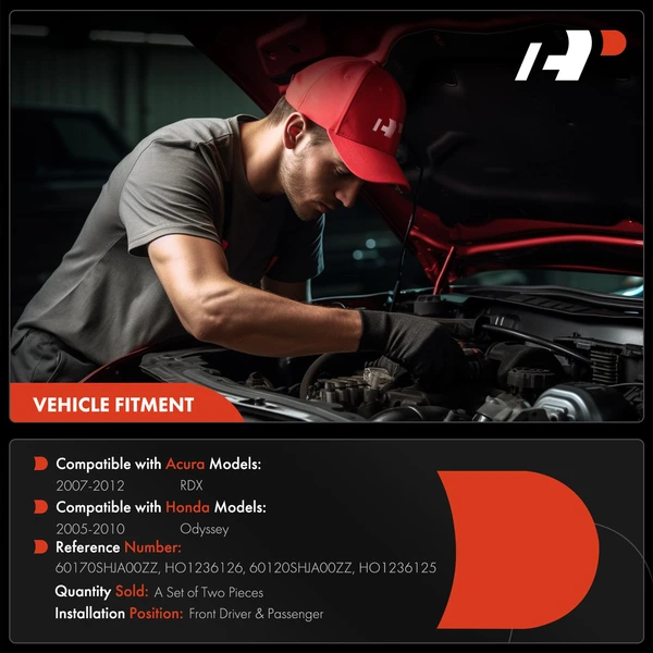 2 Pcs Front Driver & Passenger Hood Hinge for Honda Odyssey 2005-2010 Acura RDX