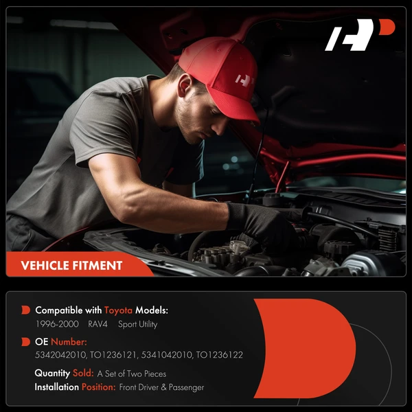 2 Pcs Front Driver & Passenger Hood Hinge for Toyota RAV4 96-00 Sport Utility