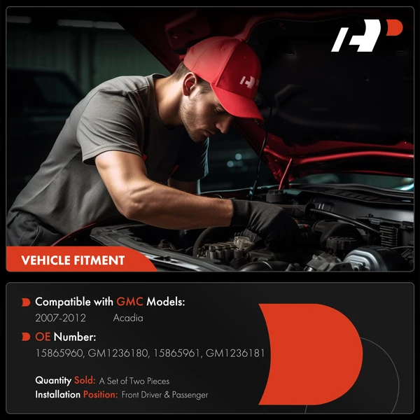 2 Pcs Front Driver & Passenger Hood Hinge for GMC Acadia 2007-2012