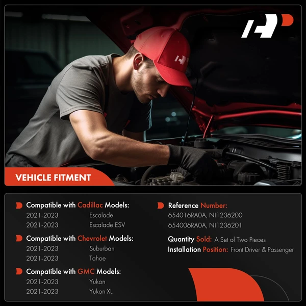 2 Pcs Front Driver & Passenger Hood Hinge for Chevrolet Tahoe GMC Yukon Cadillac