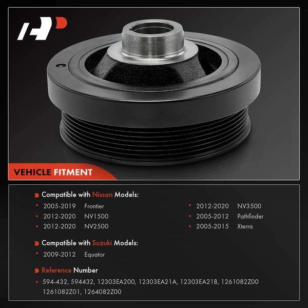 Engine Harmonic Balancer for Nissan Frontier 05-19 NV1500 Suzuki Equator 09-12