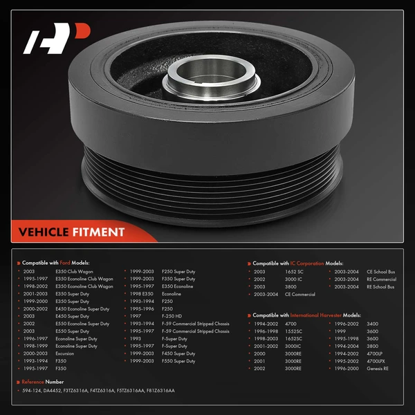 Engine Harmonic Balancer for Ford E350 Club Wagon F250 F350 F450 Super Duty 3800