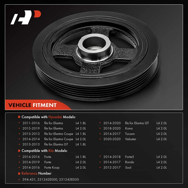 Engine Harmonic Balancer for Hyundai Elantra Tucson Kia Forte Forte5 Koup Soul