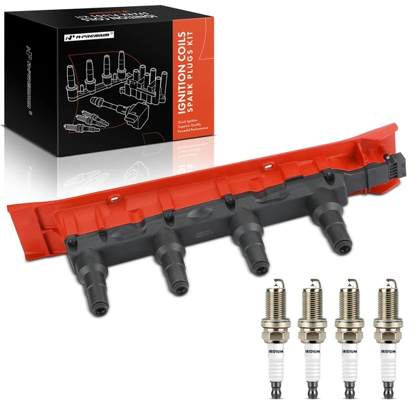 1994-1998 Saab 900 Ignition Coil and Spark Plug Kit Set of 5 Iridium & Platinum Series, 10-Blade Terminal A-Premium APIC0913