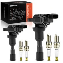 2004-2005 Mitsubishi Lancer Ignition Coil and Spark Plug Kit Set of 6 Iridium & Platinum Series, 3-Blade Terminal A-Premium APIC0918