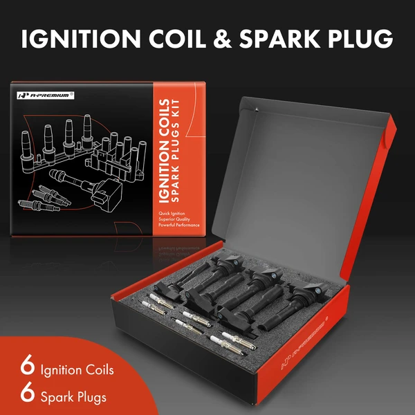 Ignition Coil and Spark Plug Kit Set of 12 Iridium Series, 3-Pin Terminal A-Premium APIC0871