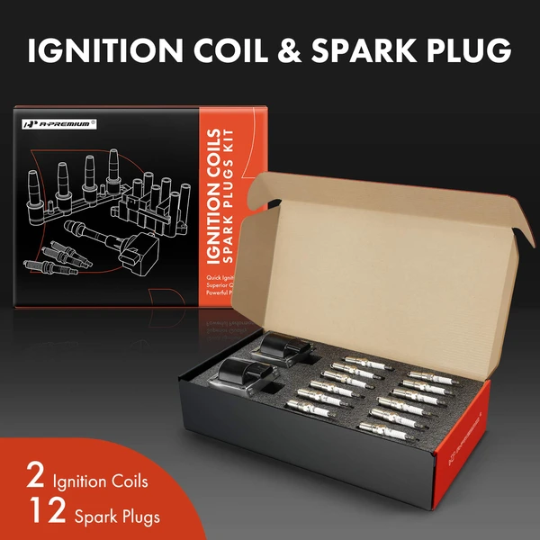 Ignition Coil and Spark Plug Kit Set of 14 Iridium & Platinum Series, 4-Pin Terminal A-Premium APIC0895