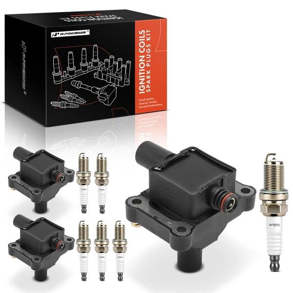 Ignition Coil and Spark Plug Kit Set of 9 Iridium & Platinum Series, 1-Screw Terminal A-Premium APIC0896