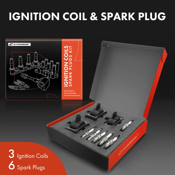 Ignition Coil and Spark Plug Kit Set of 9 Iridium & Platinum Series, 1-Screw Terminal A-Premium APIC0896
