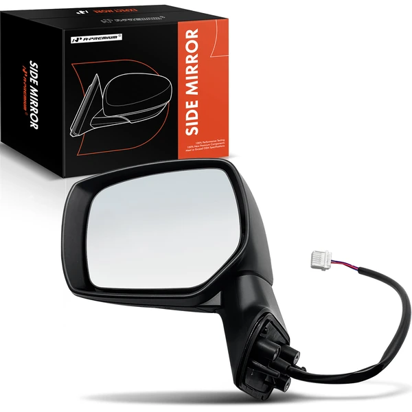 Left Driver Side Mirror, with Heating, Power Adjustment, Manual Folding, Smooth Black A-Premium APMI475
