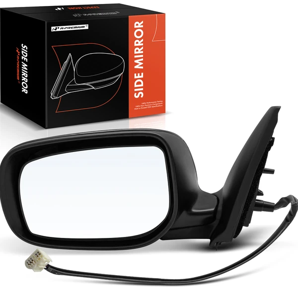 Left Driver Side Mirror, Powered, Gloss Black A-Premium APMI484