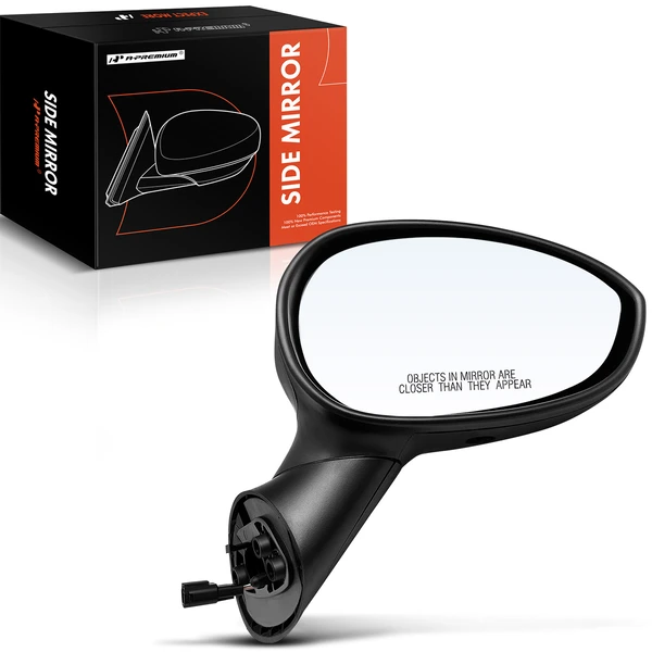 Right Passenger Side Mirror, with Heating, Power Adjustment, Manual Folding, Smooth Black A-Premium APMI477