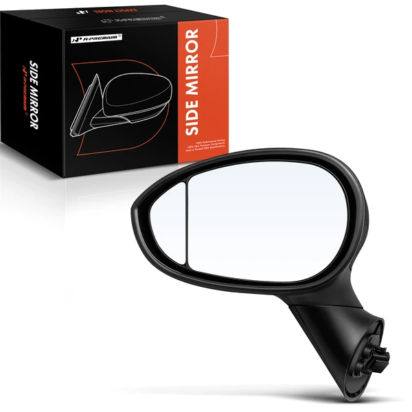 Left Driver Side Mirror, Powered, with Heated, Smooth Black A-Premium APMI478