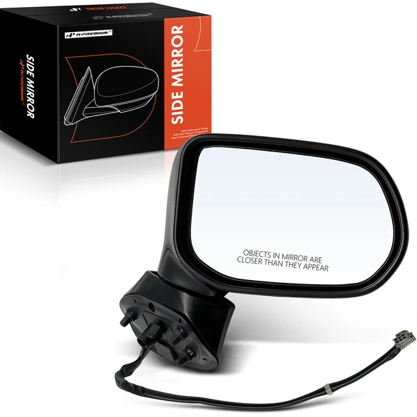 Right Passenger Side Mirror, Power Adjustment, Manual Folding, Smooth Black A-Premium APMI479