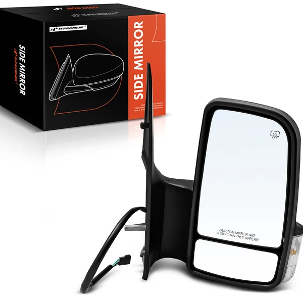 Right Passenger Side Mirror, with Heating, Power Adjustment, Non-Folding, Textured Black A-Premium APMI489