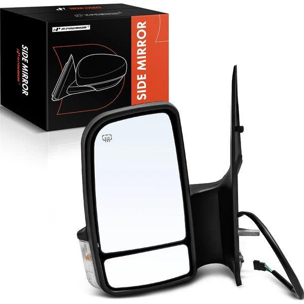 Left Driver Side Mirror, with Heating, Power Adjustment, Non-Folding, Textured Black A-Premium APMI490