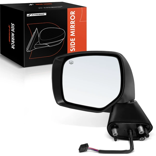 Left Driver Side Mirror, with Heating, Power Adjustment, Manual Folding, Smooth Black A-Premium APMI500