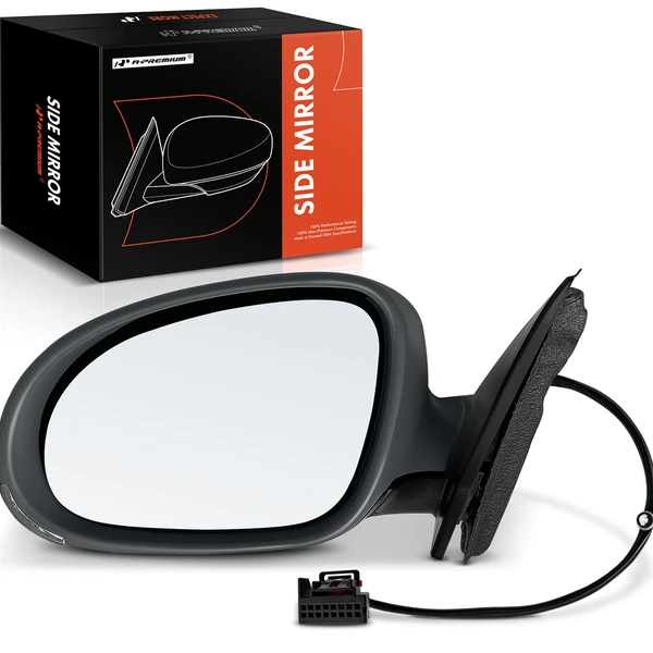 Left Driver Side Mirror, with Heating, Power Adjustment, Manual Folding, Primed Gray A-Premium APMI497